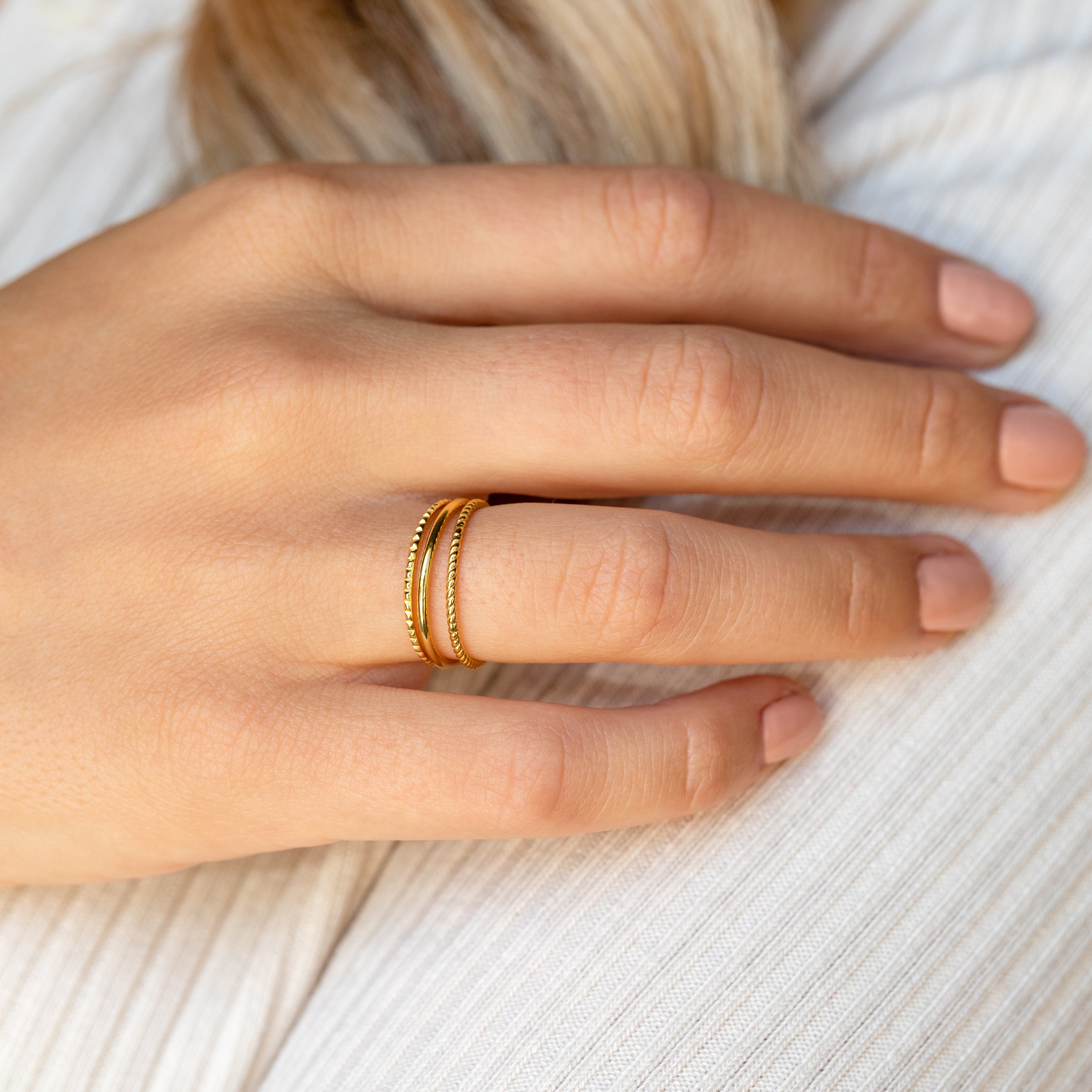 Thin Stacking Rings Set in 18K Gold 18K Gold - Main Image