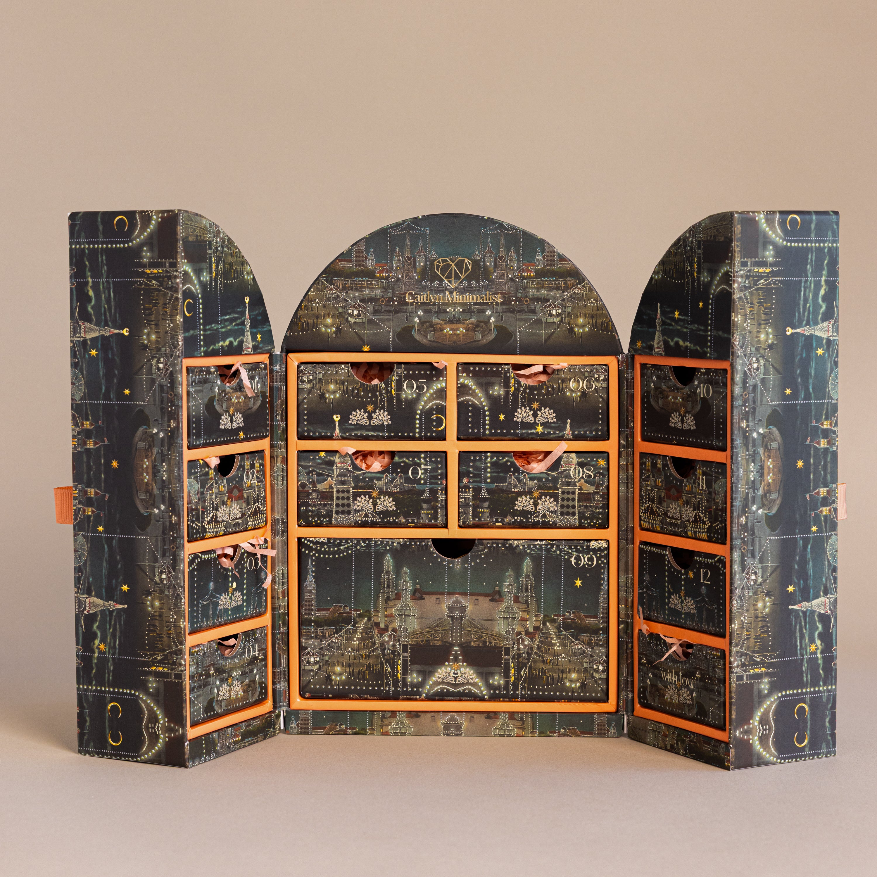 Starry Night Advent Calendar in White Gold