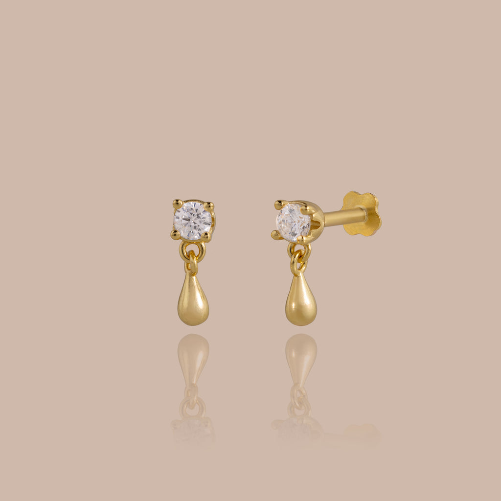 Diamond Droplet Studs in 18K Gold