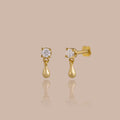 Diamond Droplet Studs in 18K Gold
