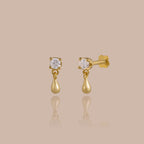 Diamond Droplet Studs in 18K Gold