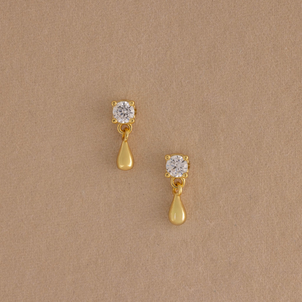 Diamond Droplet Studs in 18K Gold