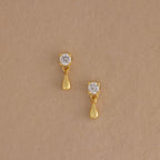 Diamond Droplet Studs in 18K Gold