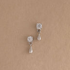 Diamond Droplet Studs in Silver