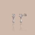 Diamond Droplet Studs in Silver