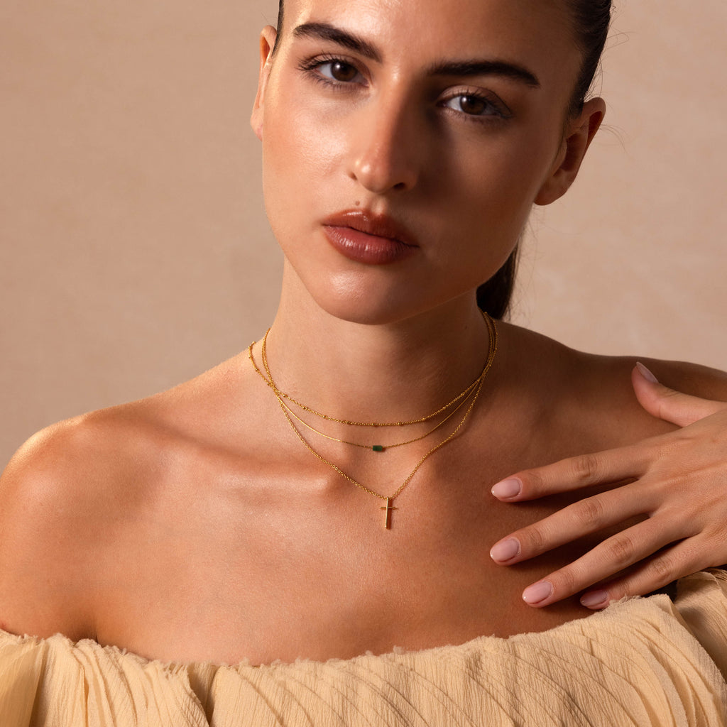 Skinny Cross Necklace in 18K Gold