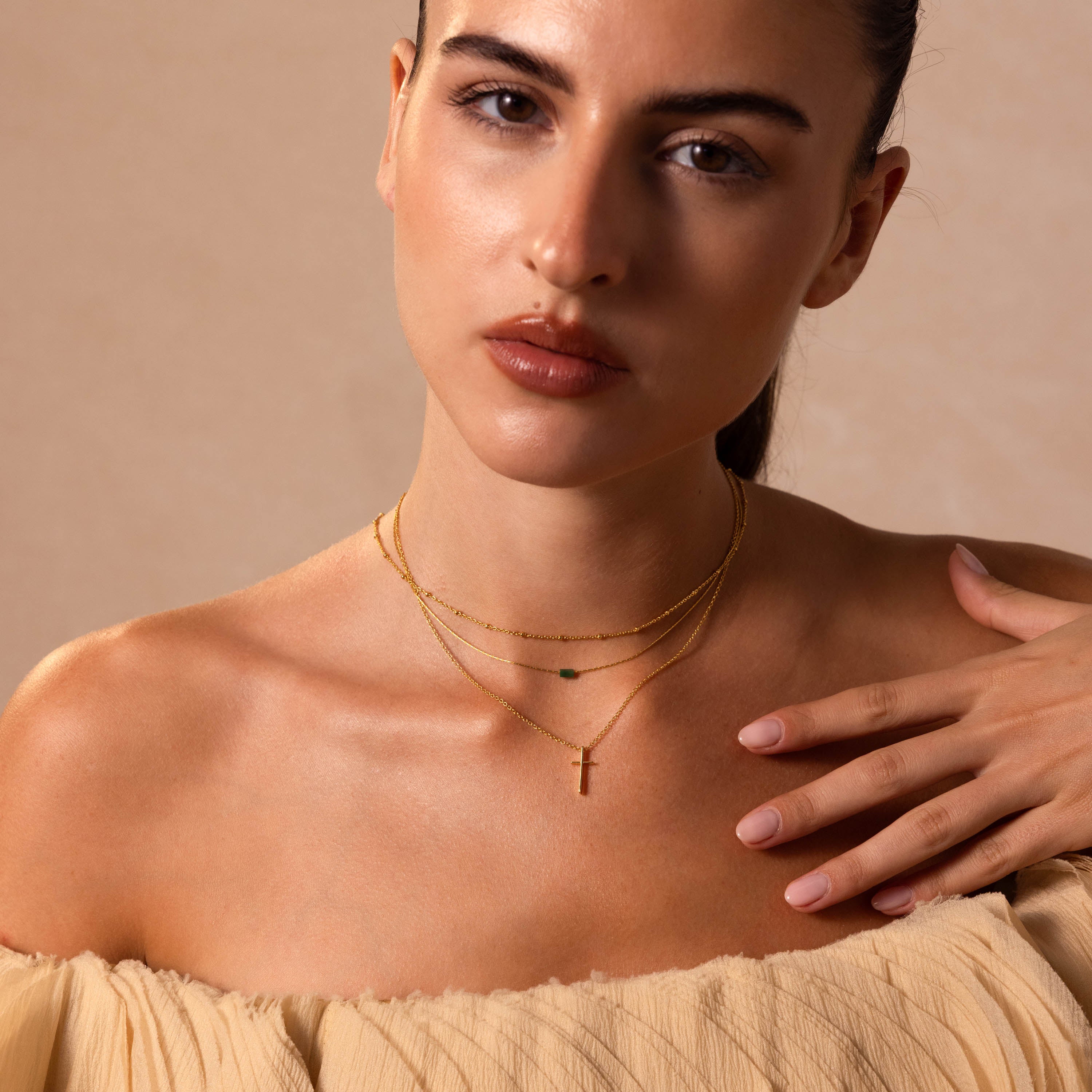 Skinny Cross Necklace in 18K Gold