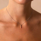 Skinny Cross Necklace in Silver