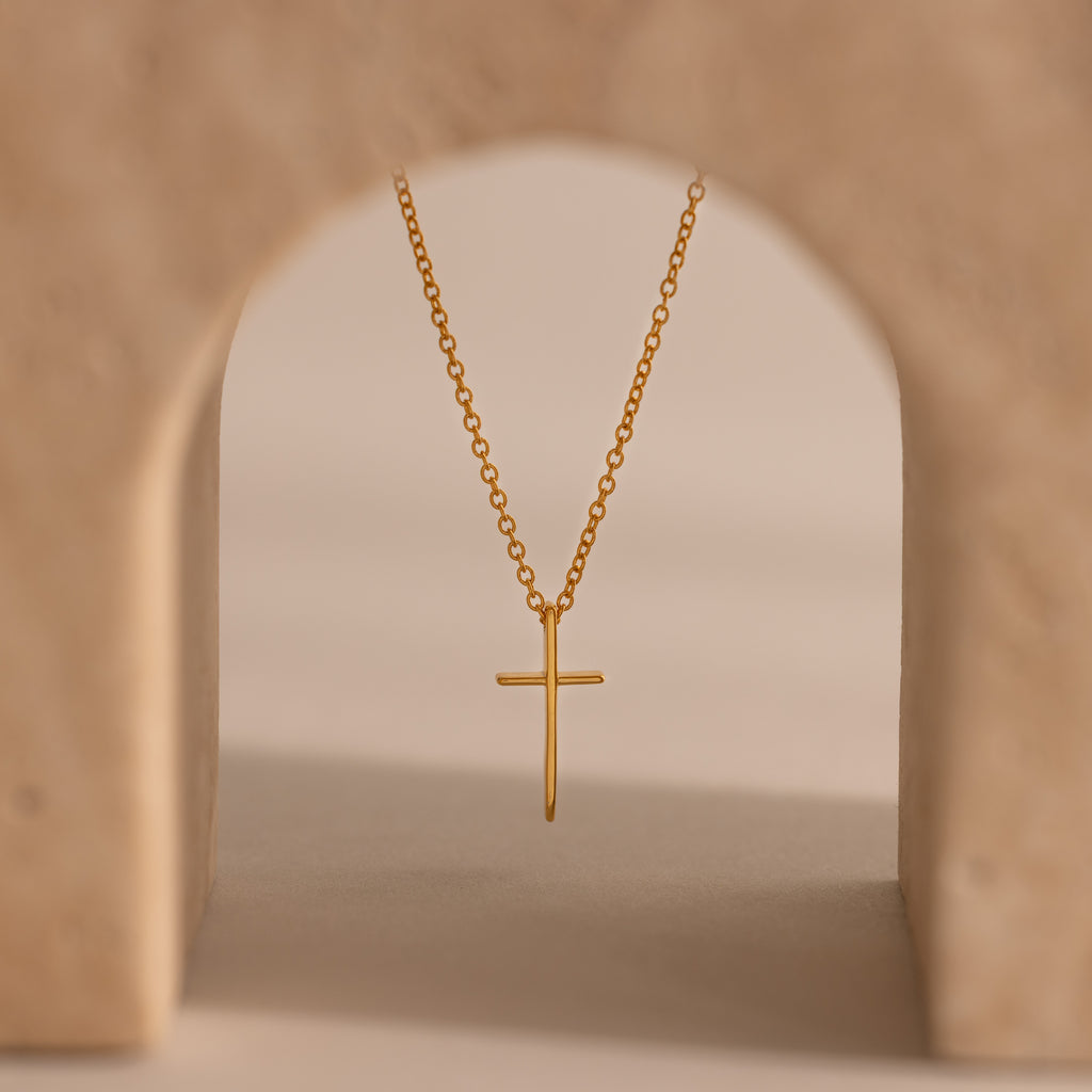 Skinny Cross Necklace in 18K Gold