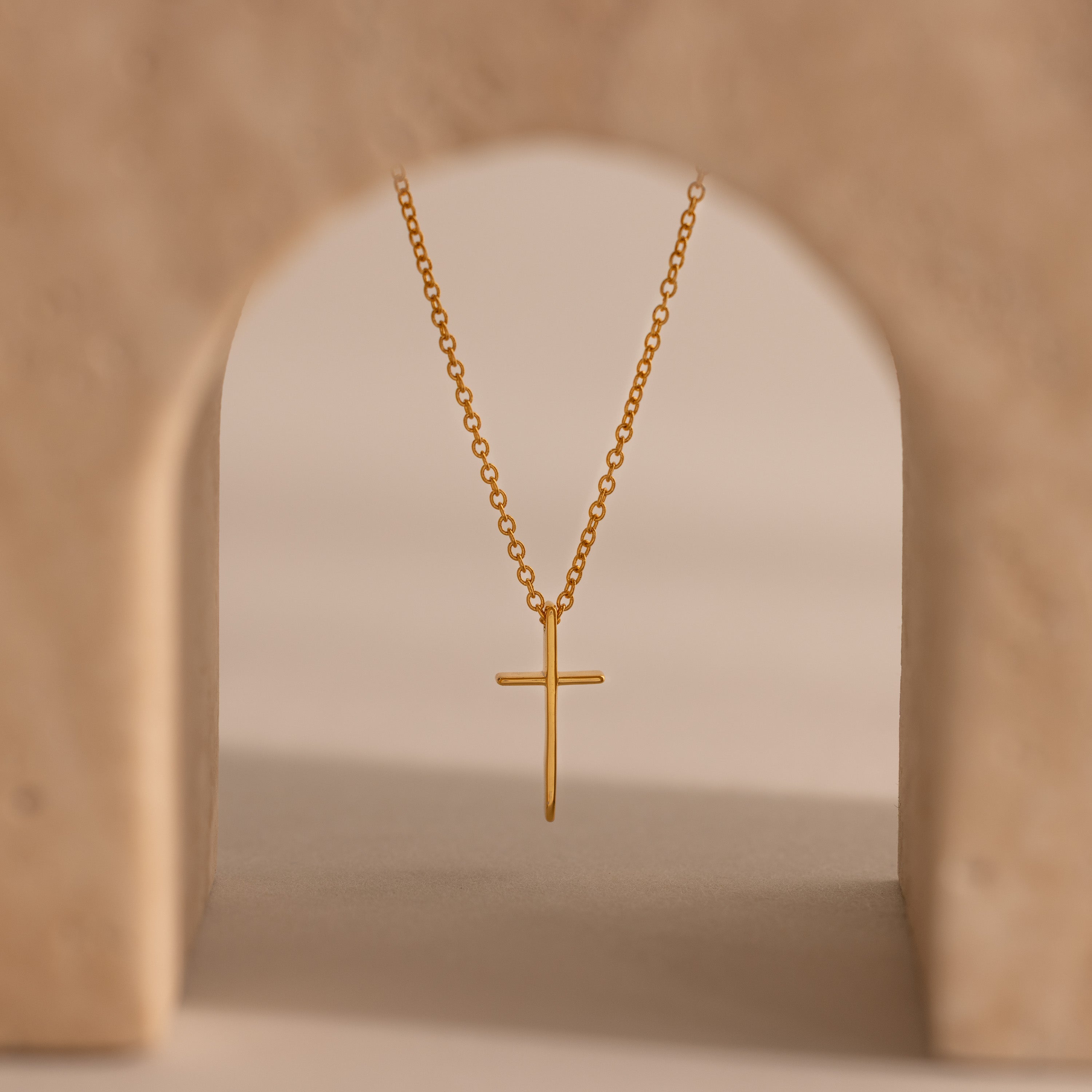 Skinny Cross Necklace in 18K Gold