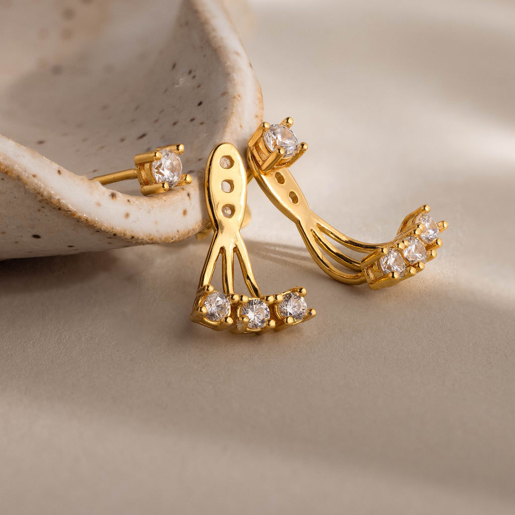 Diamond Cascade Ear Jackets in 18K Gold
