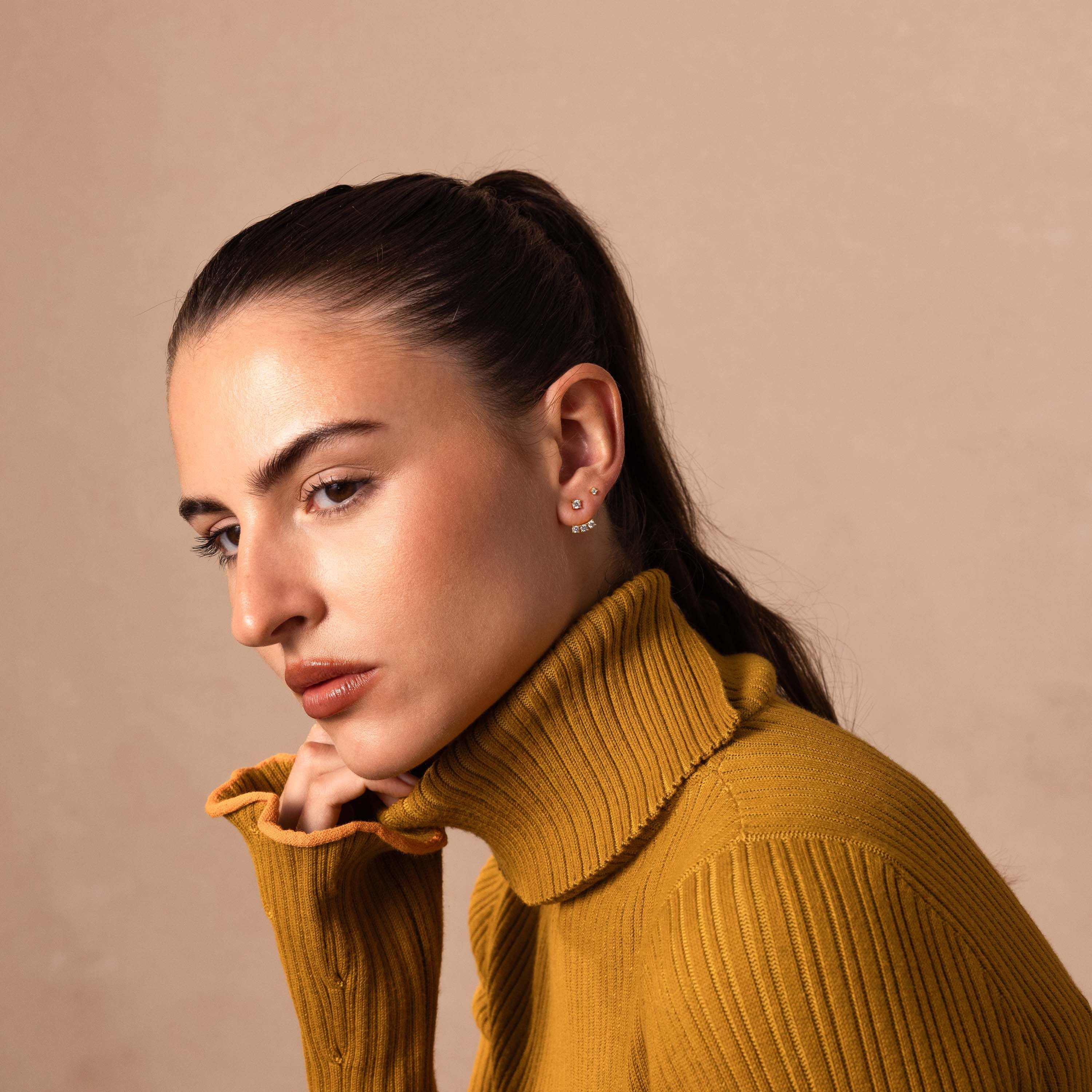 Diamond Cascade Ear Jackets in 18K Gold