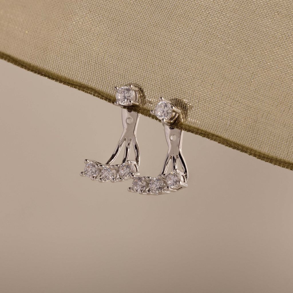 Diamond Cascade Ear Jackets in Silver