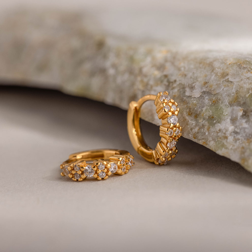 Diamond Cluster Huggies in 18K Gold