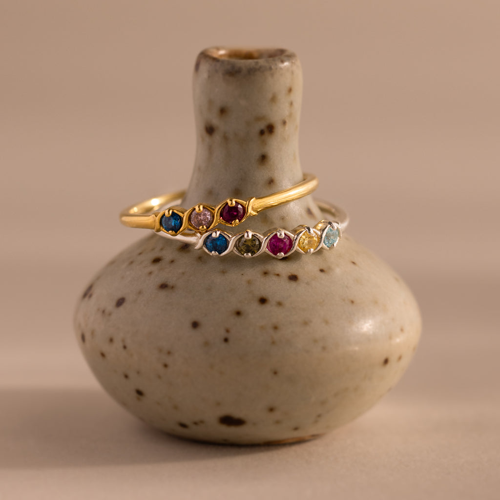 Woven Multiple Birthstone Ring