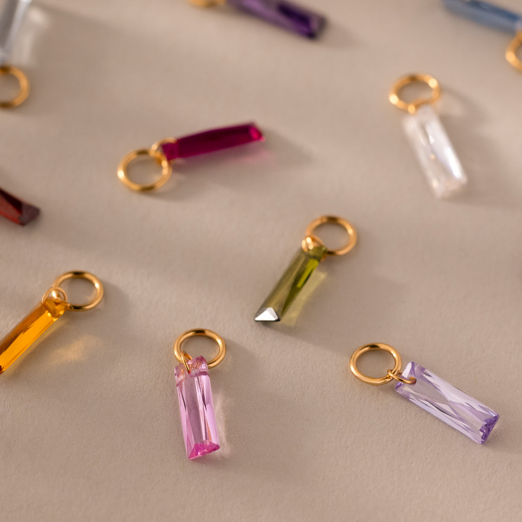 Skinny Baguette Pink Tourmaline Charm