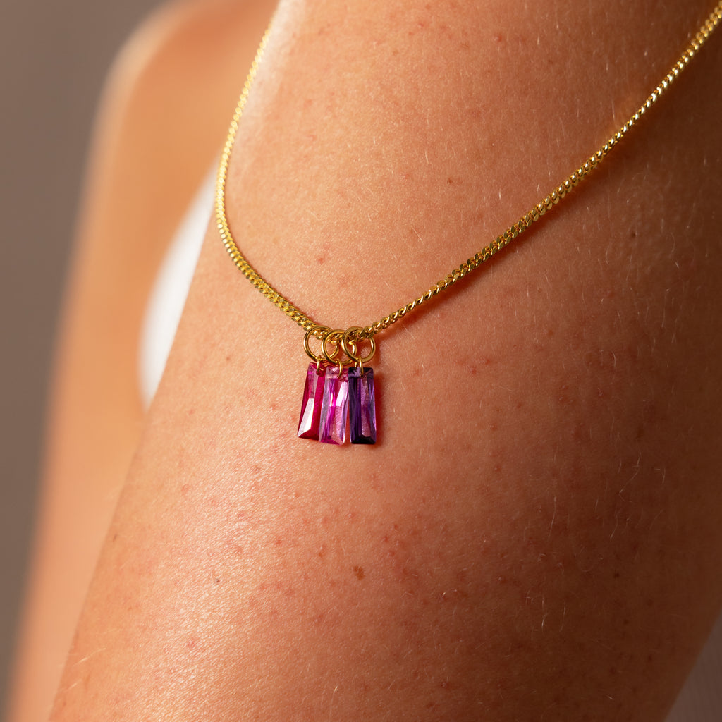 Skinny Baguette Pink Tourmaline Charm