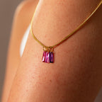 Skinny Baguette Pink Tourmaline Charm
