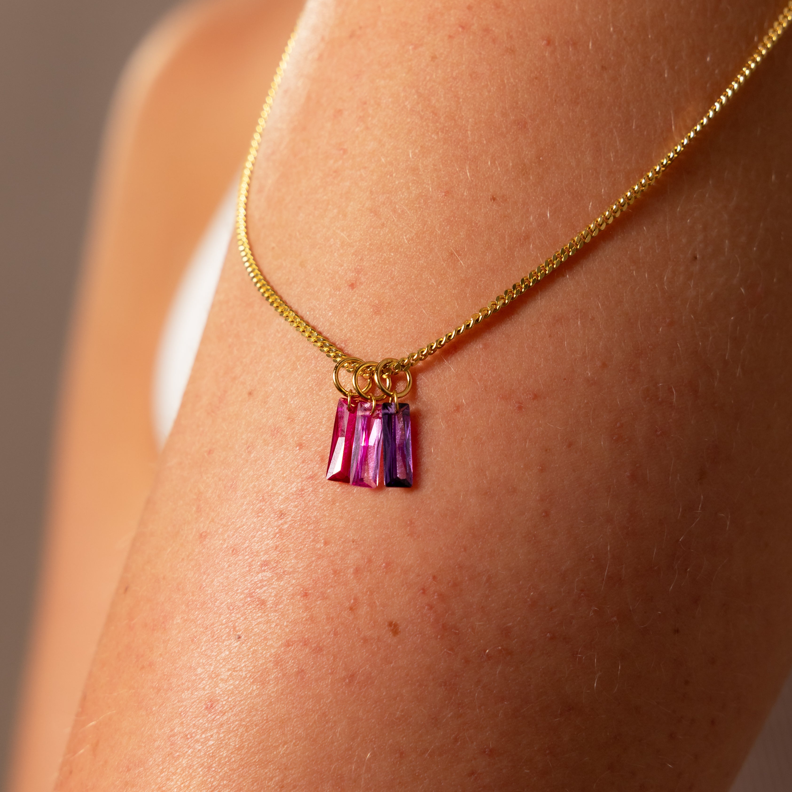 Skinny Baguette Pink Tourmaline Charm