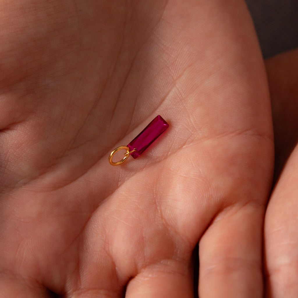 Skinny Baguette Ruby Charm