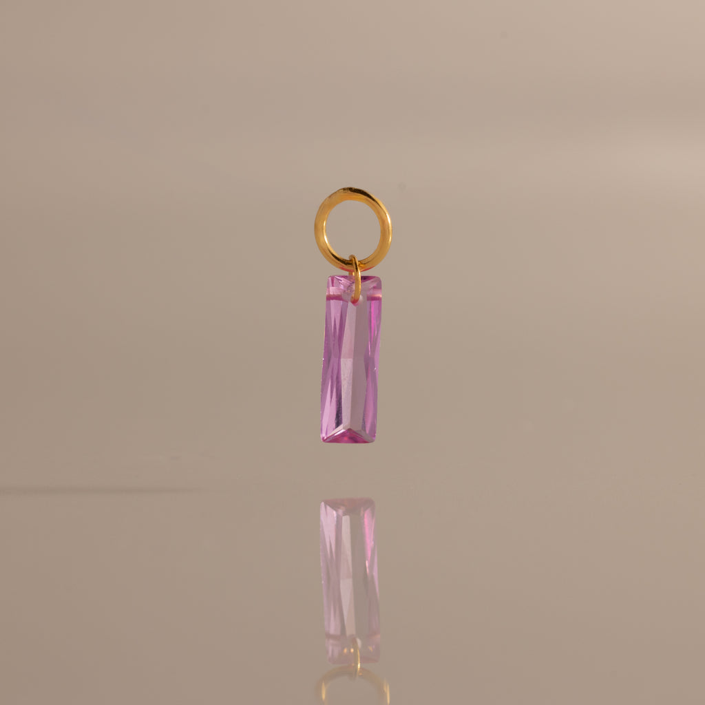 Skinny Baguette Pink Tourmaline Charm