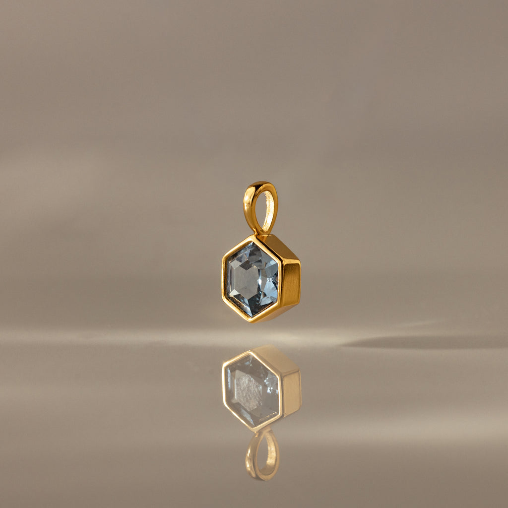Hexagon Aquamarine Charm