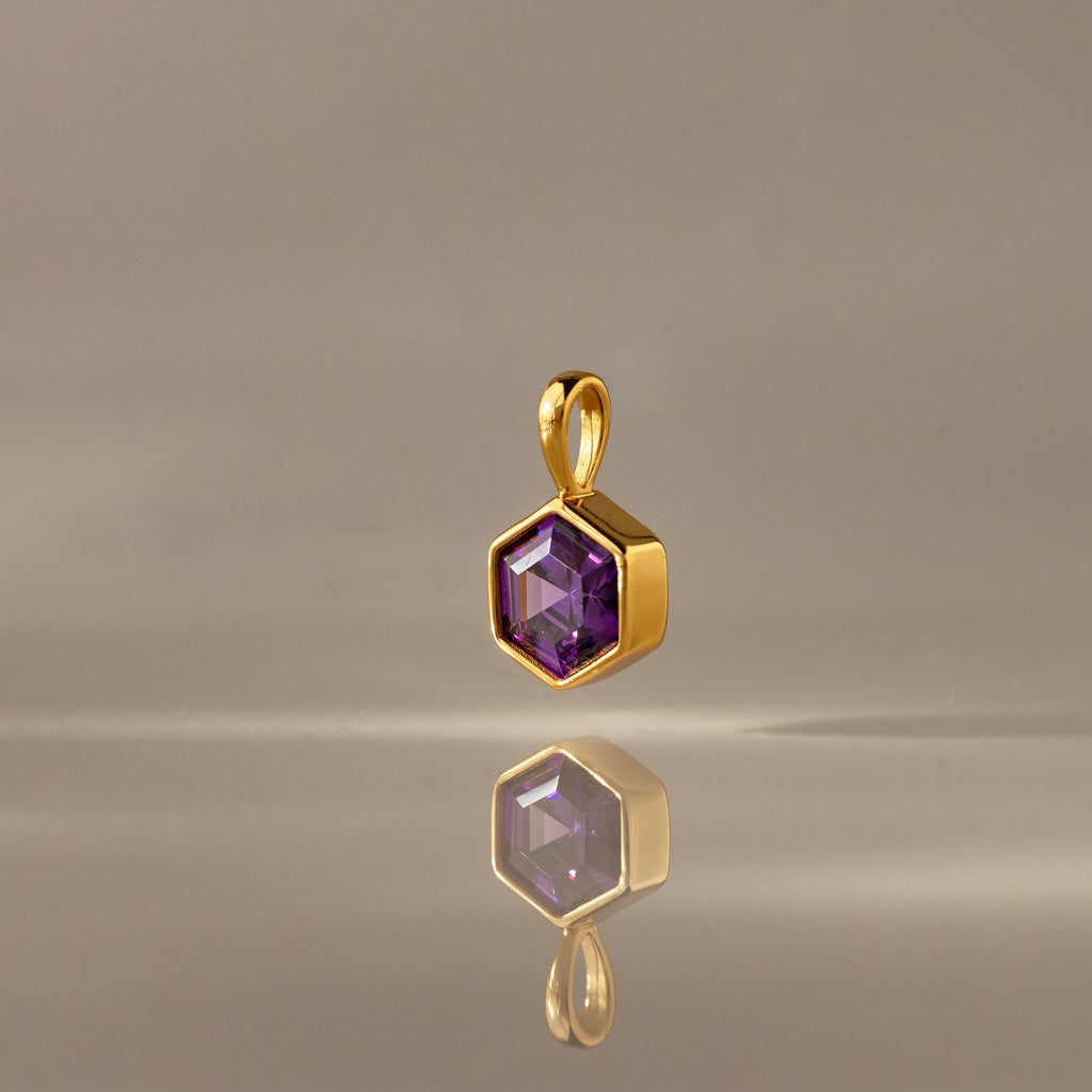 Hexagon Amethyst Charm