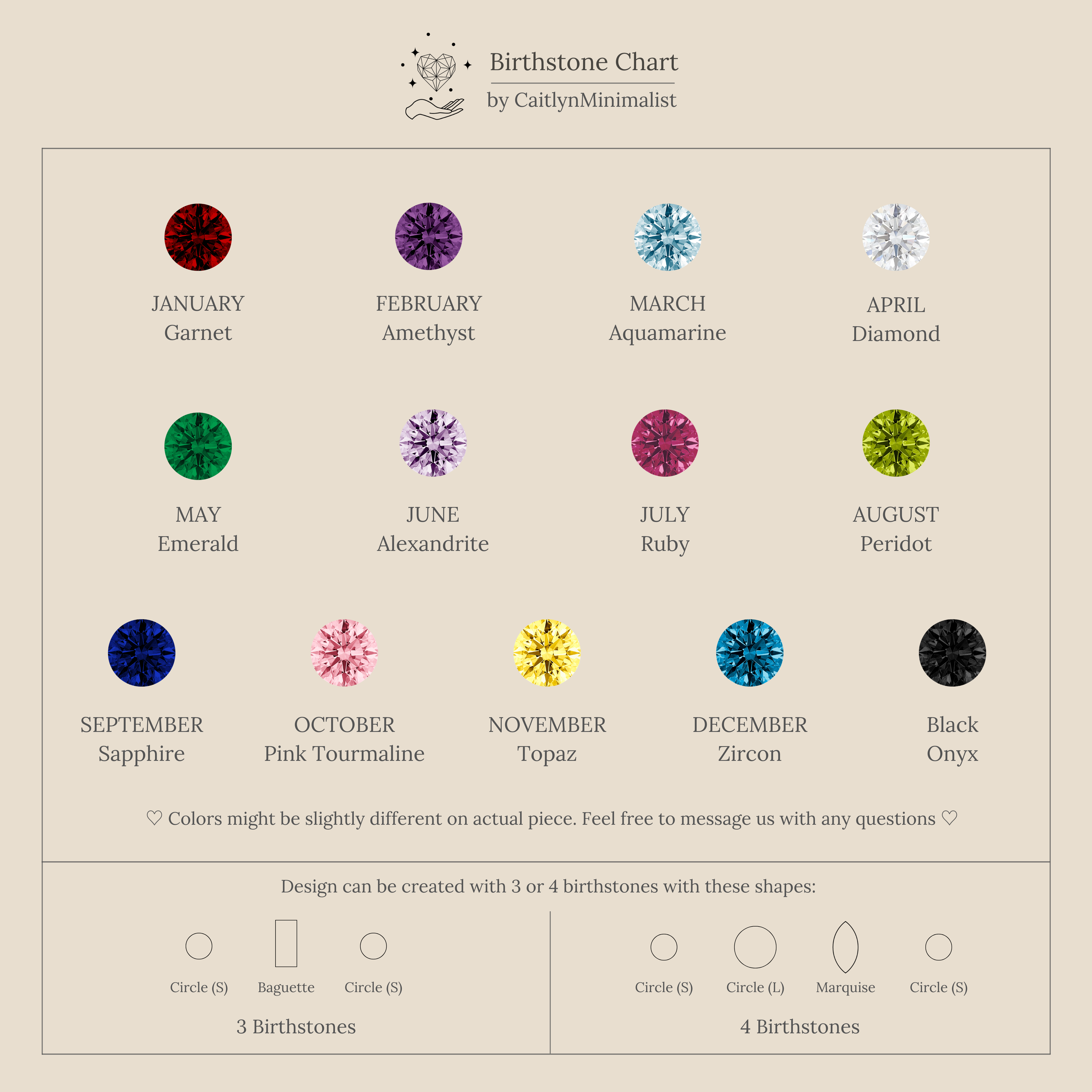 Organic Fingerprint Multi Birthstone Necklace