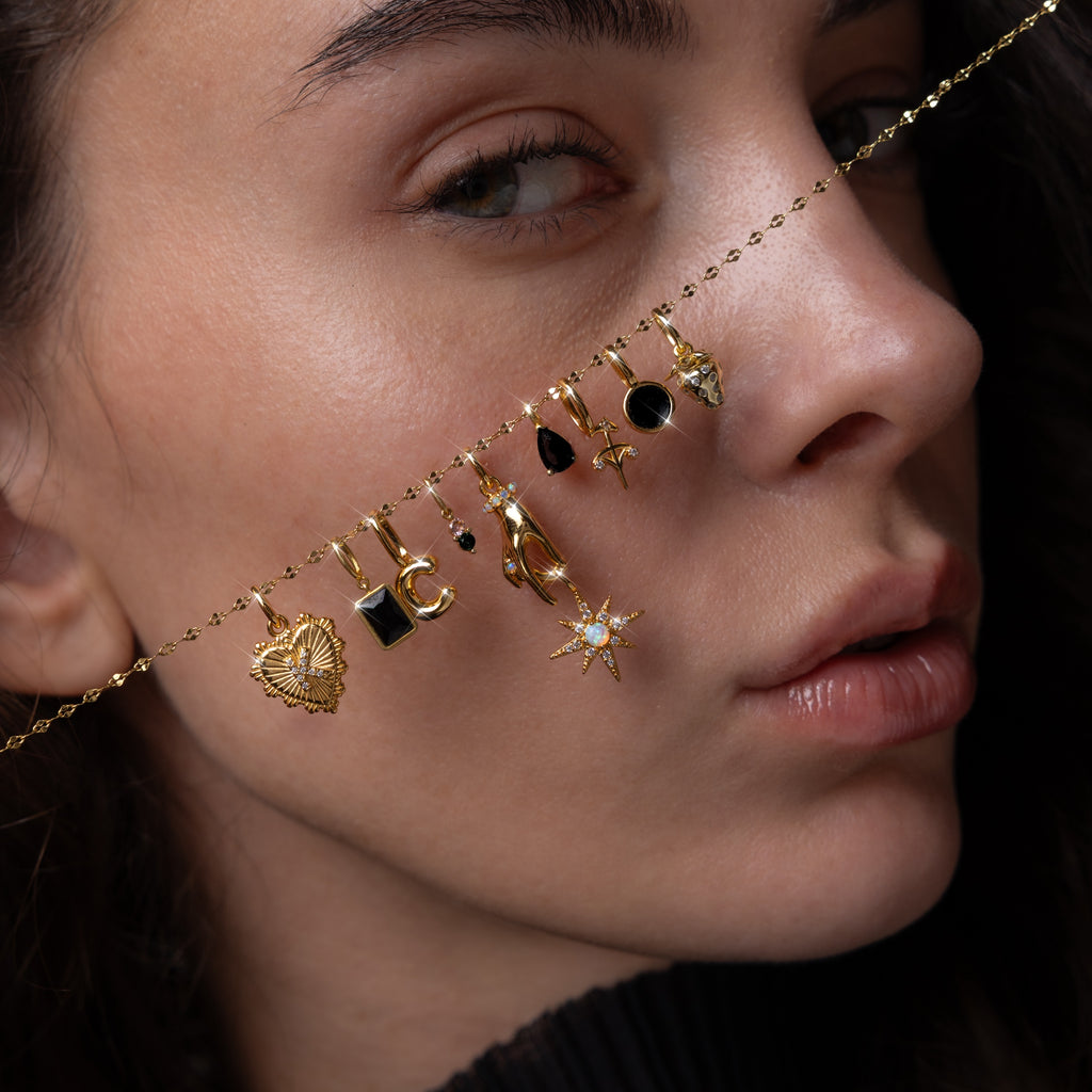 Bubble Letter Charm in 18K Gold