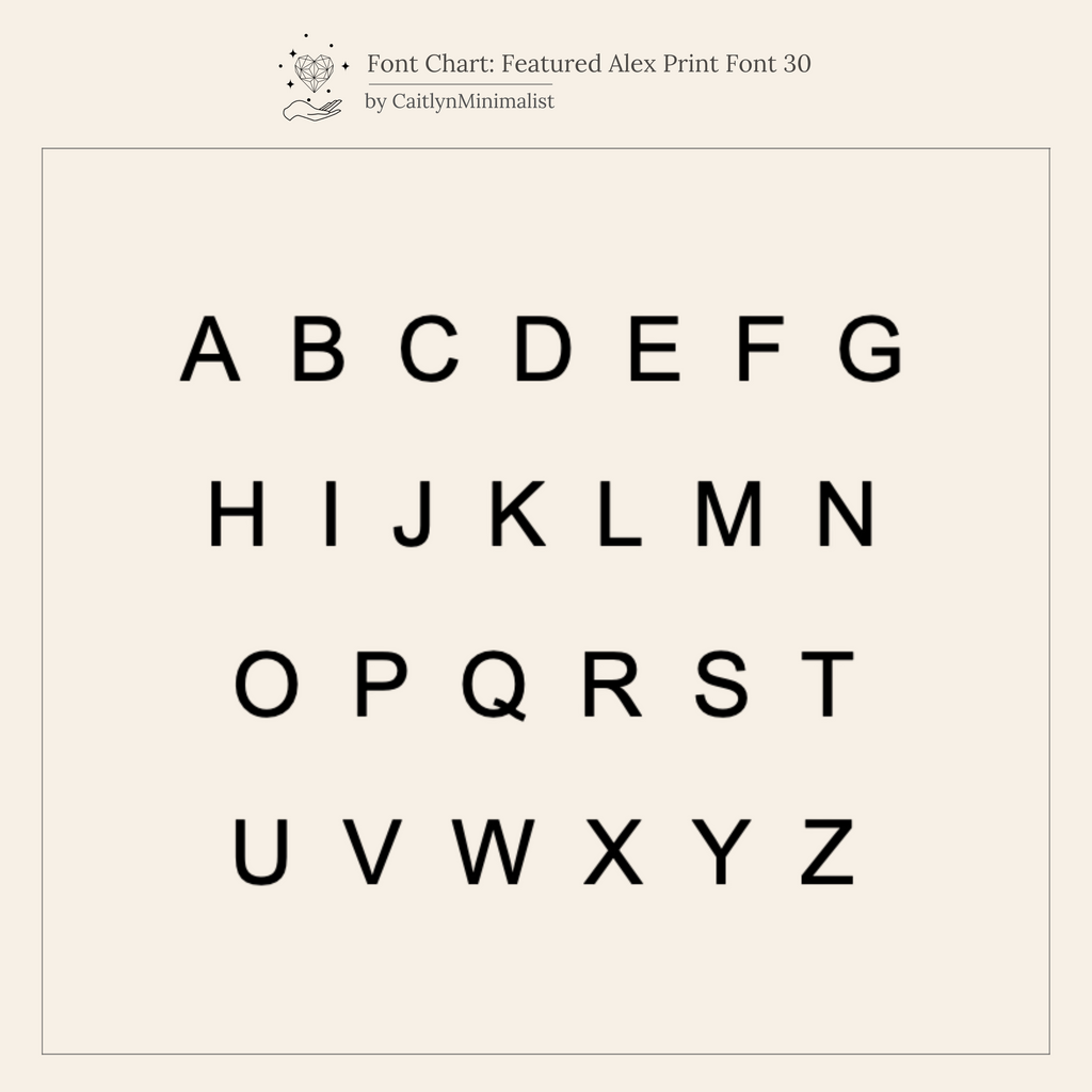 A minimalist chart of the uppercase English alphabet in a sleek sans-serif font—ideal for choosing an initial for your Initial Duo Tennis Bracelet.