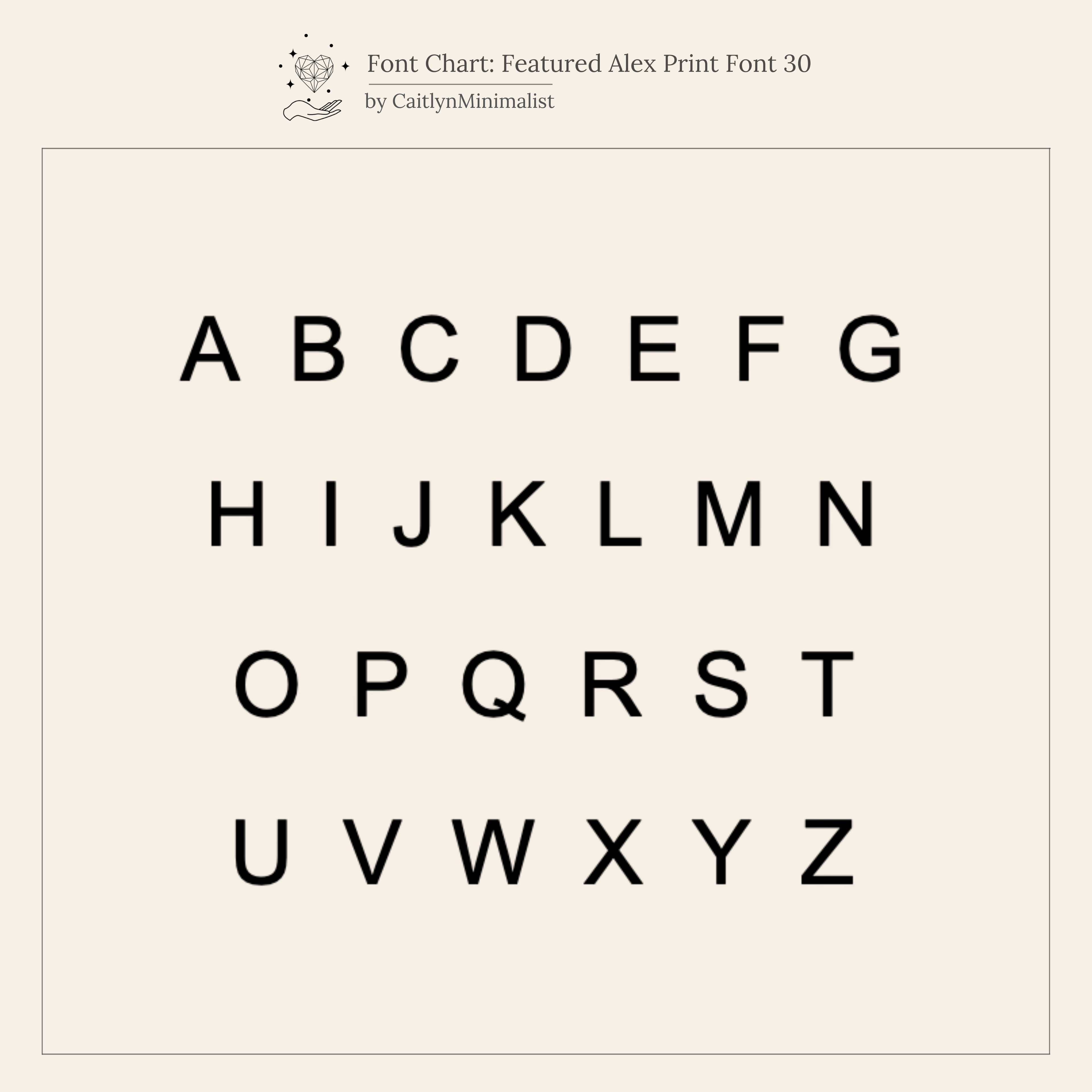 A minimalist chart of the uppercase English alphabet in a sleek sans-serif font—ideal for choosing an initial for your Initial Duo Tennis Bracelet.