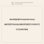 Sample font chart with uppercase, lowercase letters, numbers, and an ampersand in a sans-serif style—ideal for personalizing your Multiple Name Tennis Bracelet.