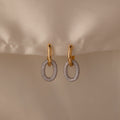 Mixed Metal Linked Pave Hoops