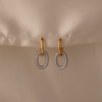 Mixed Metal Linked Pave Hoops