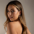 Mixed Metal Linked Pave Hoops