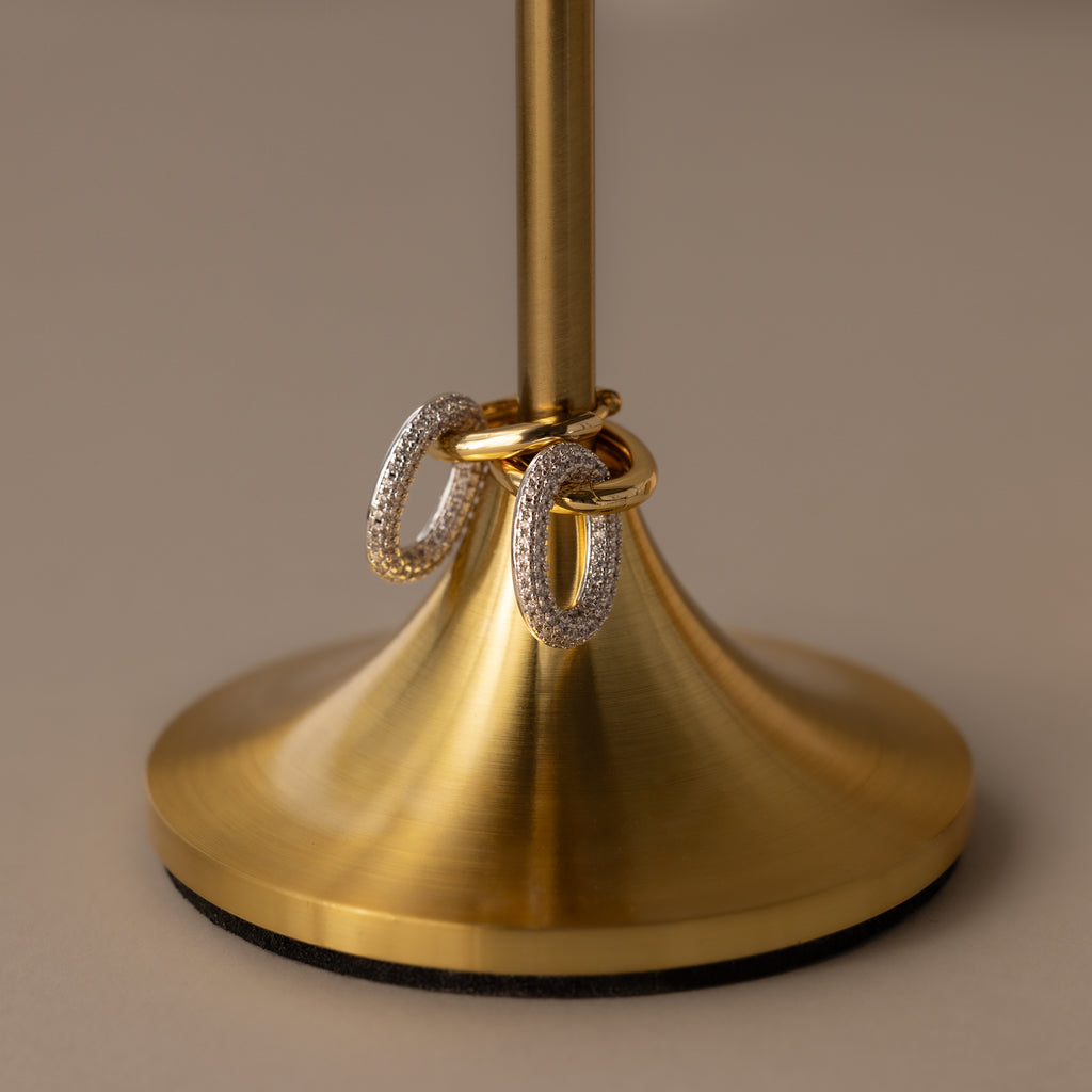 Mixed Metal Linked Pave Hoops