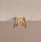 Mixed Metal Duo Pave Hoops