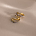 Mixed Metal Duo Pave Hoops