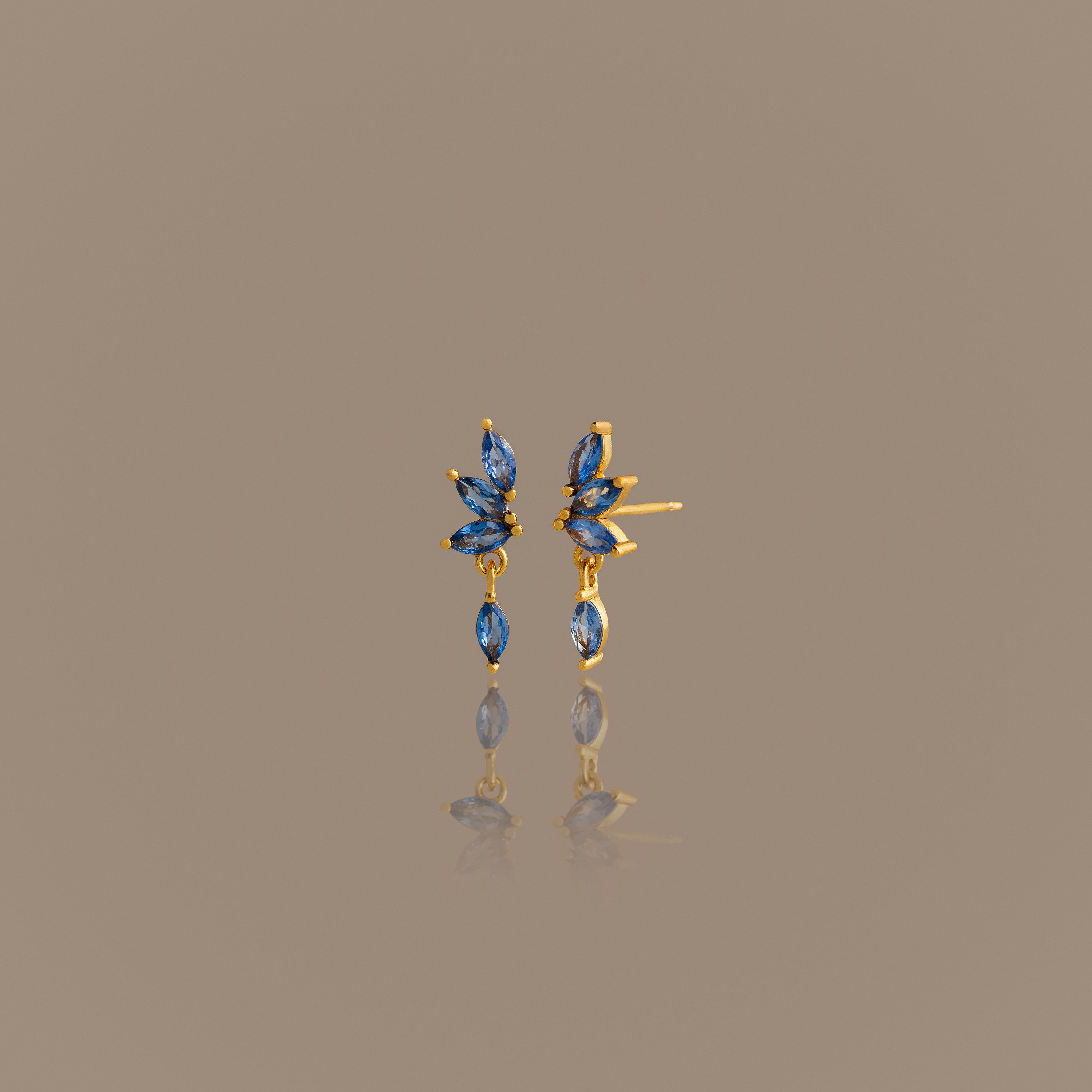Blue Zircon Marquise Drop Studs