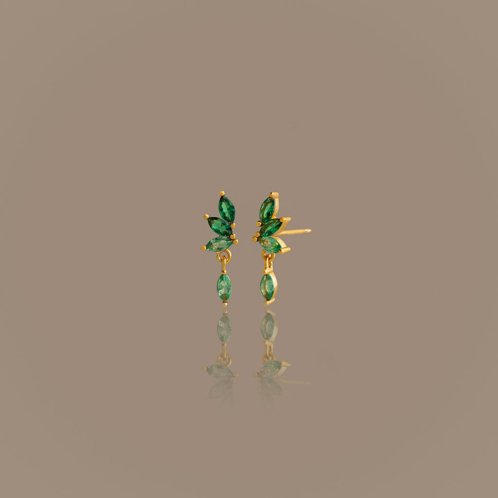 Emerald Marquise  Drop Studs