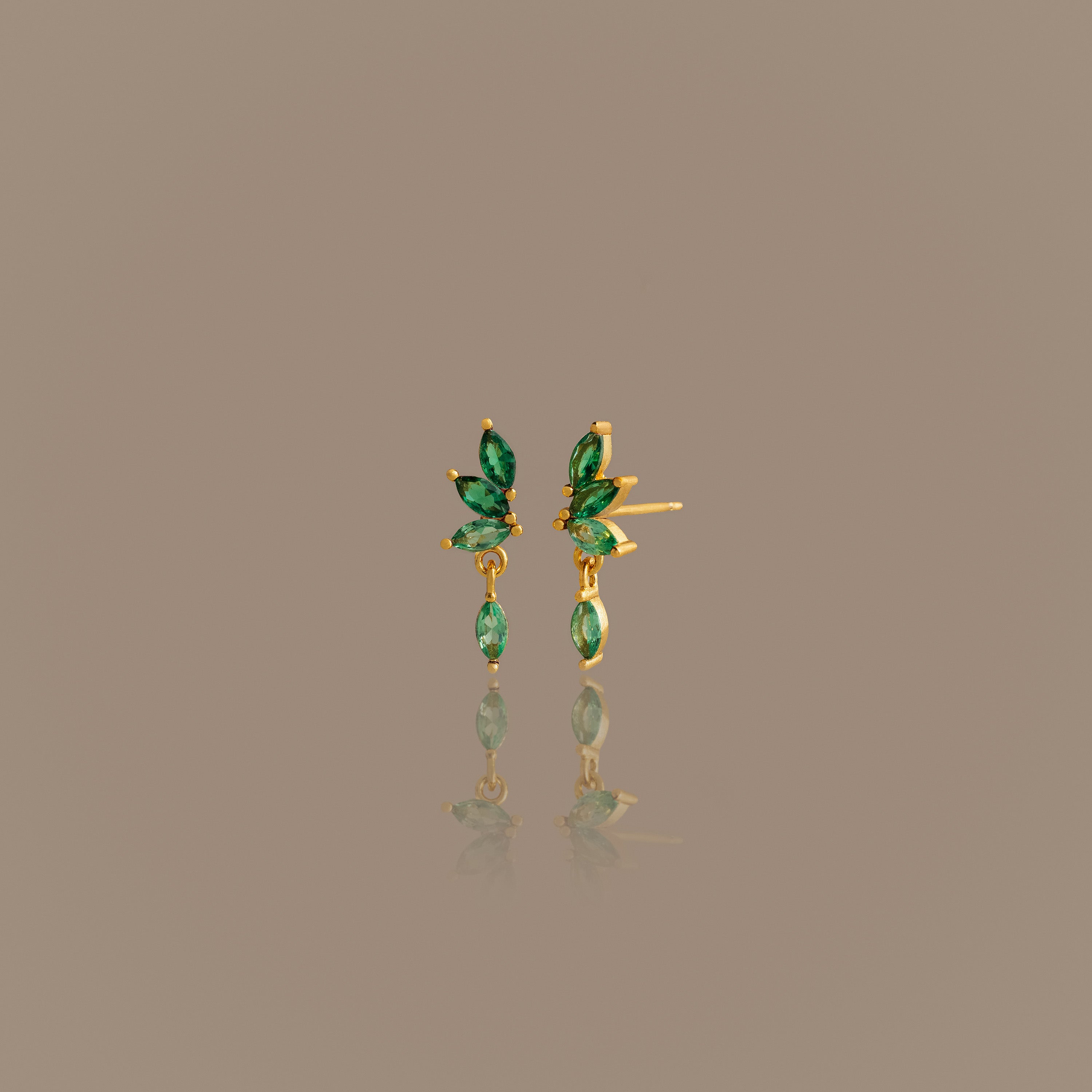 Emerald Marquise  Drop Studs