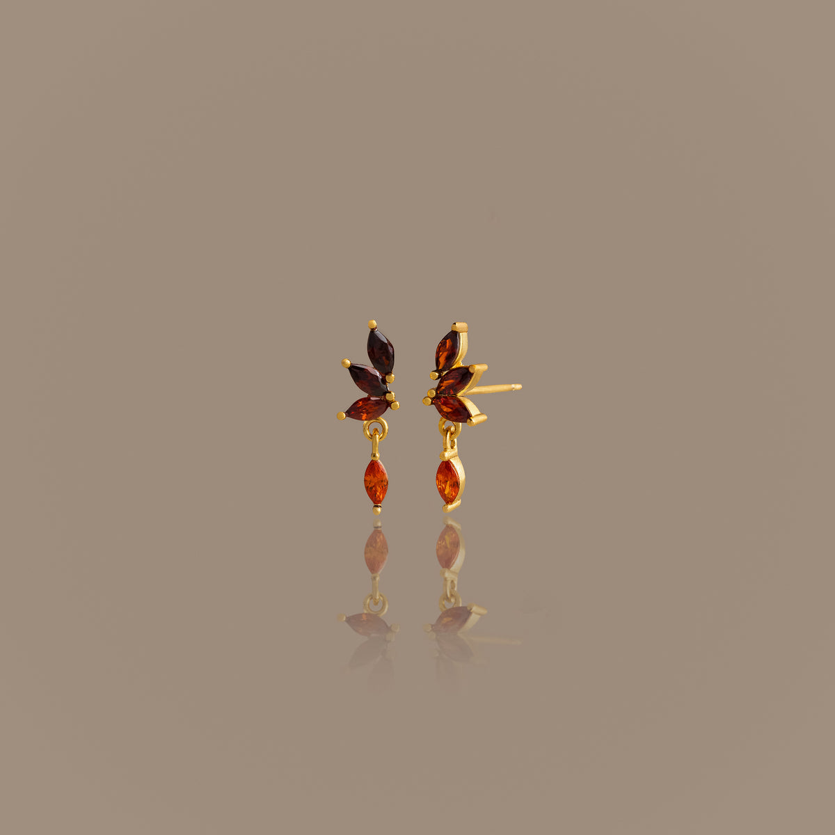 Garnet Marquise Drop Studs