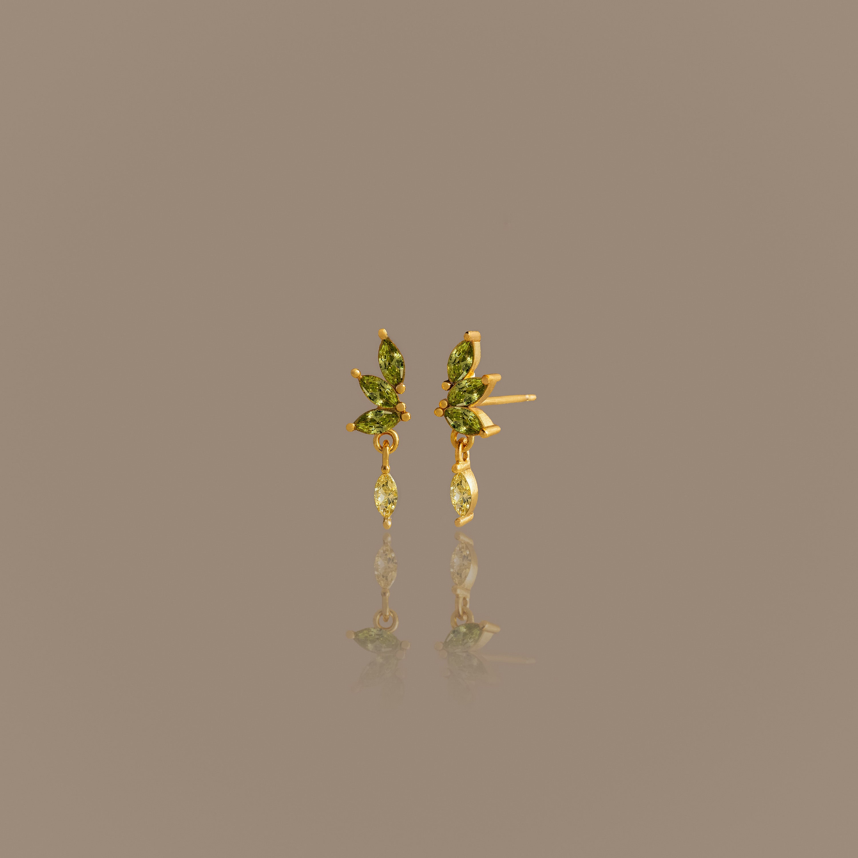 Peridot Marquise Drop Studs