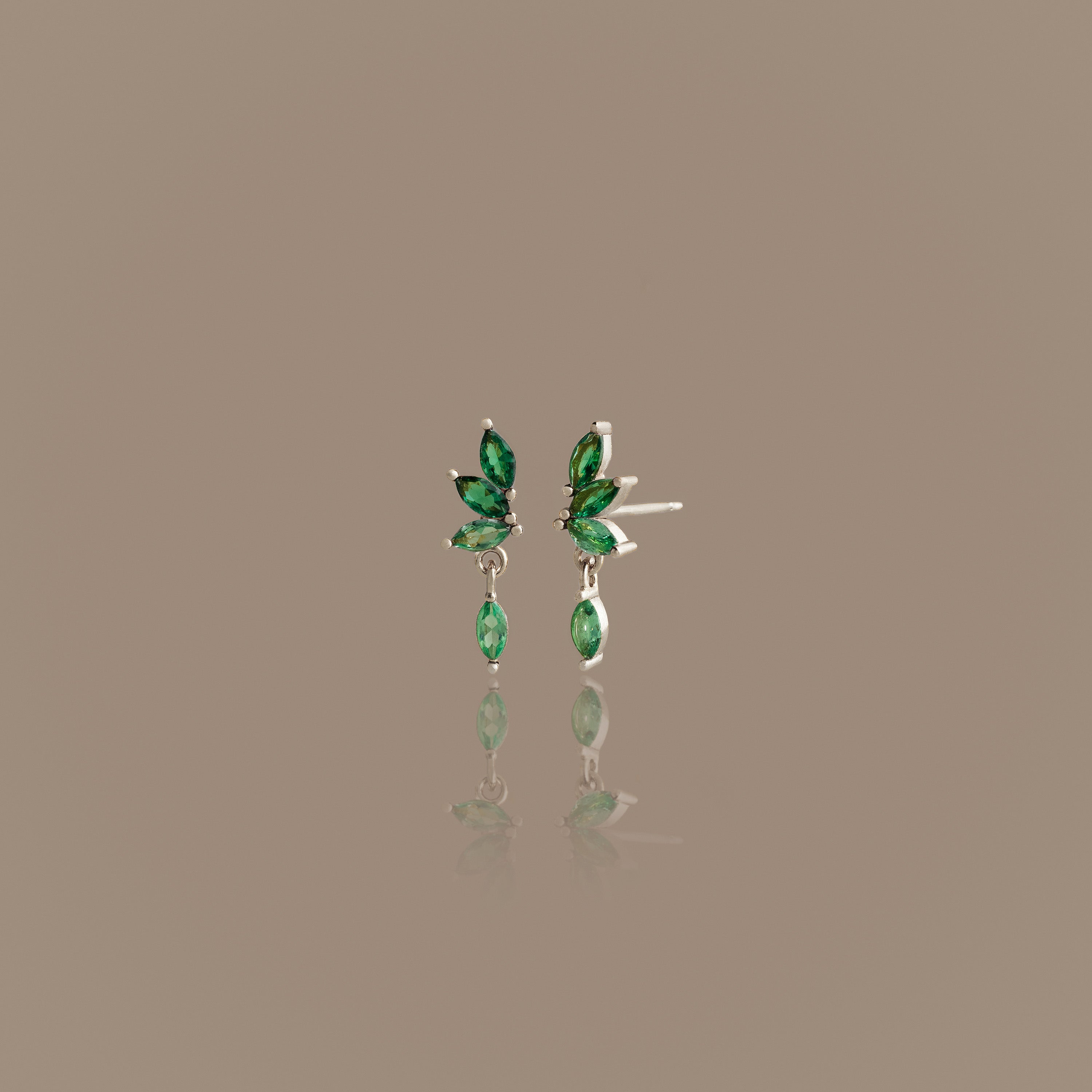Emerald Marquise  Drop Studs