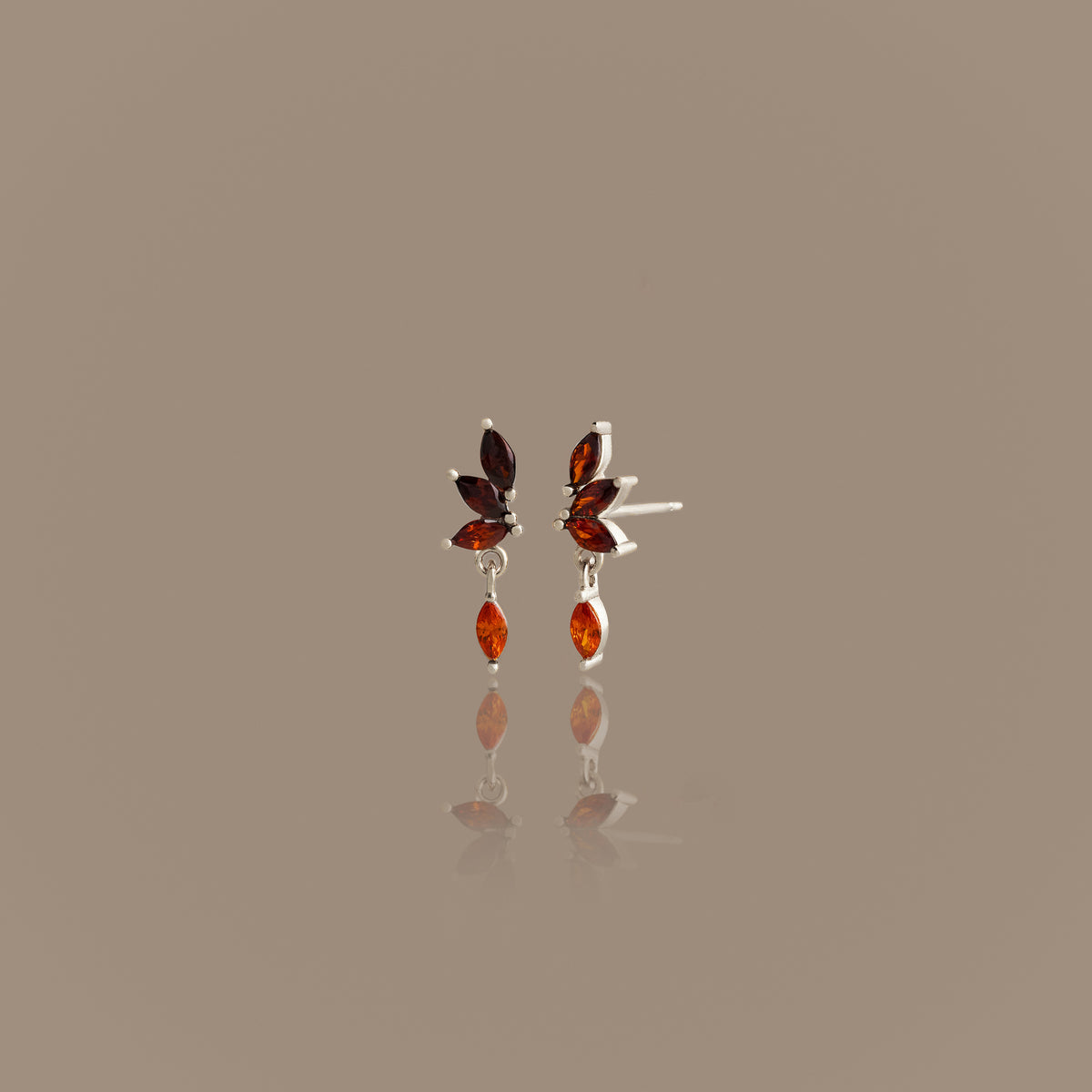Garnet Marquise Drop Studs