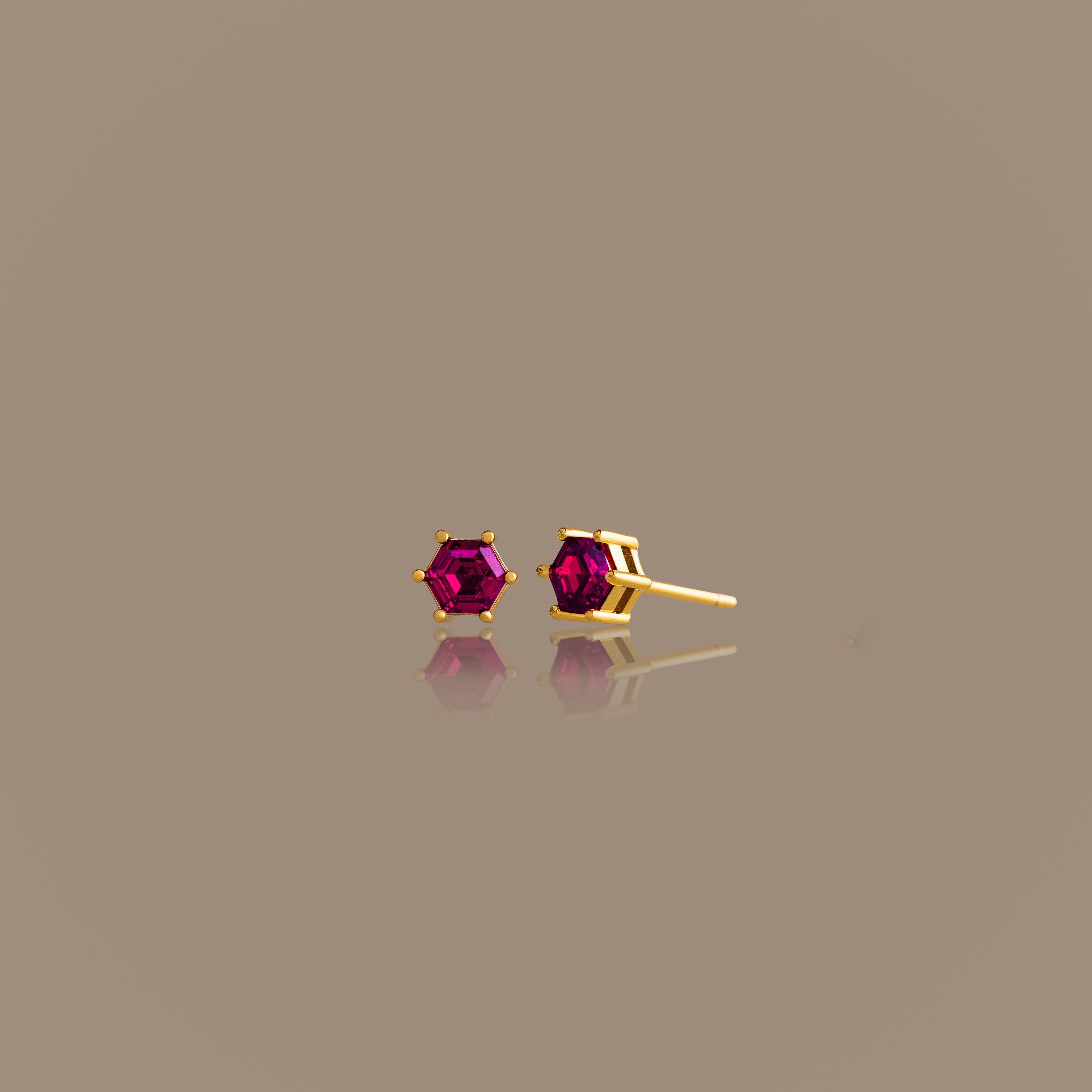 Hexagon Ruby Studs