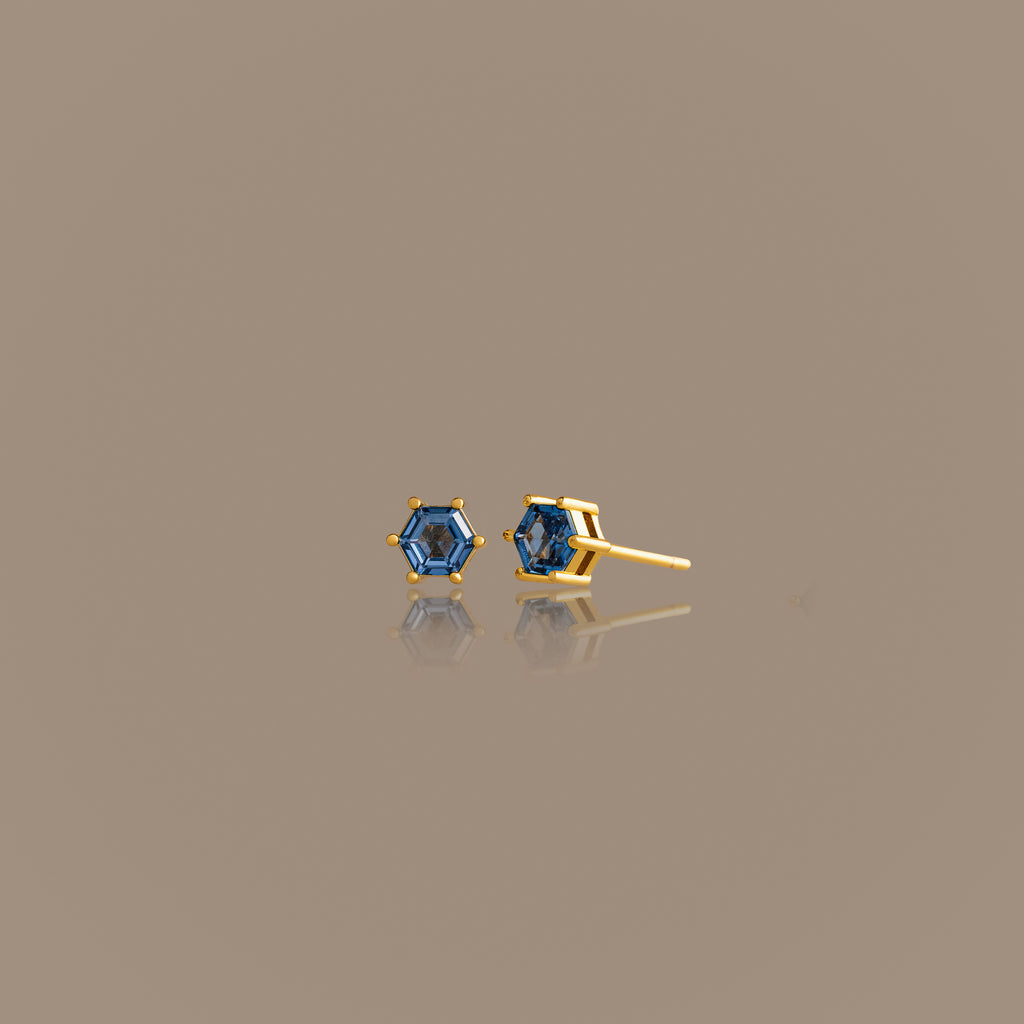 Hexagon Blue Zircon Studs