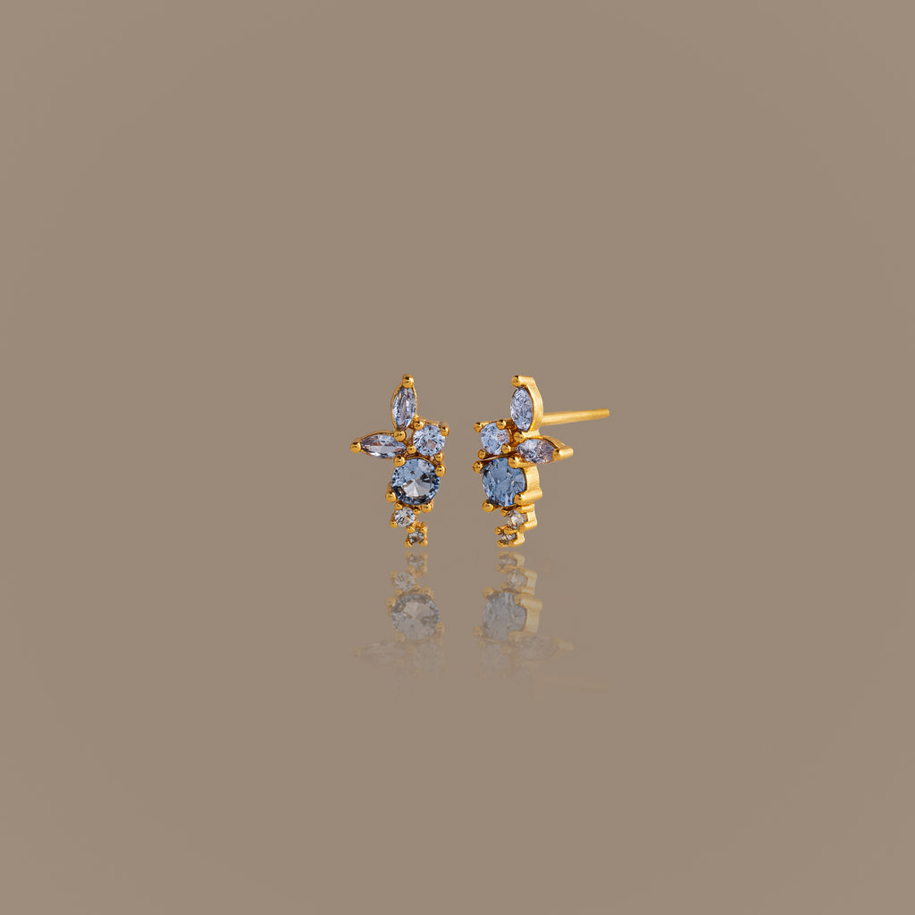 Ombre Cluster Aquamarine Studs