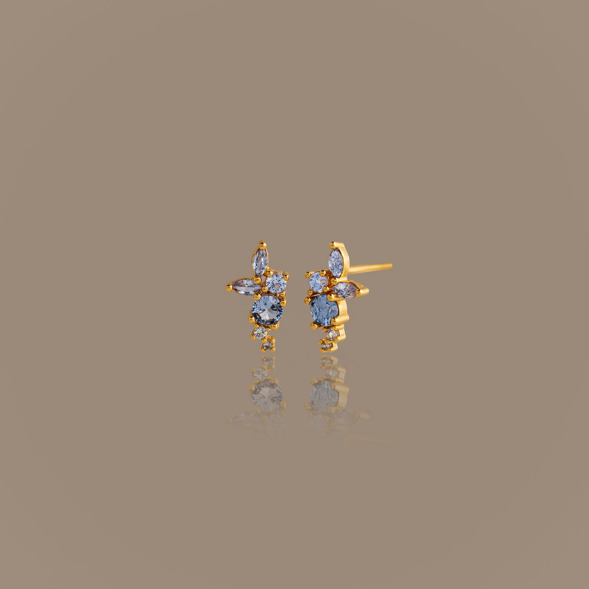 Ombre Cluster Aquamarine Studs