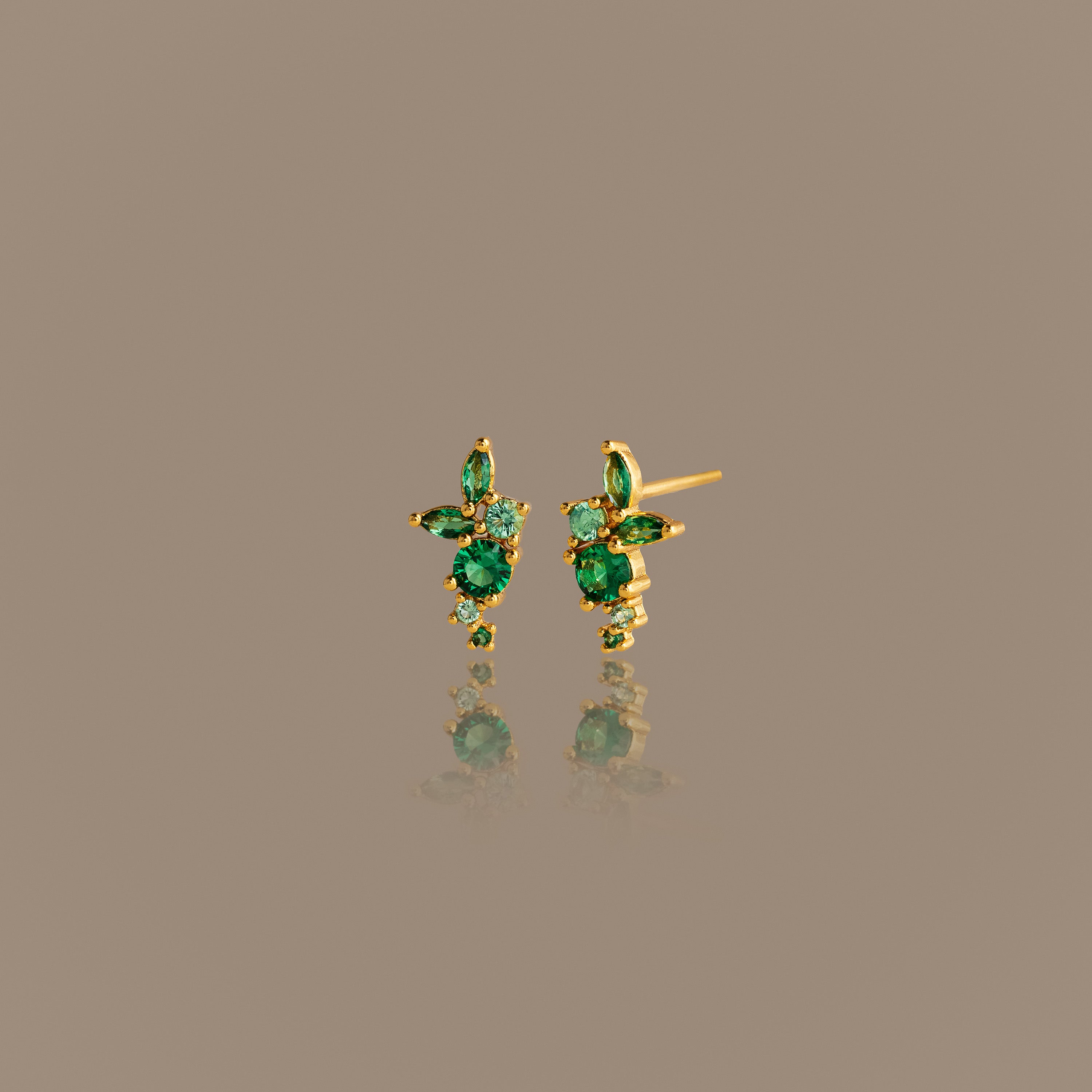Ombre Cluster Emerald Studs